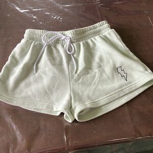 Love Streak soft light green XS Shorts EUC stretch waist with tie